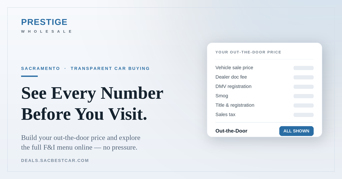 See Every Number Before You Visit: Your Deal and F&I Menu, Online