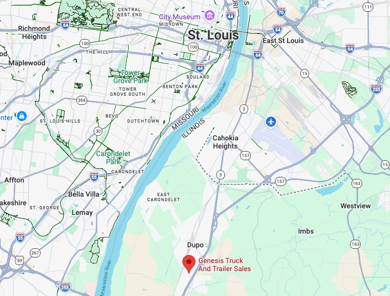 Map to Genesis Truck and Trailer Sales Dupo Illinois