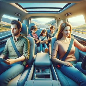 Family trip inside car
