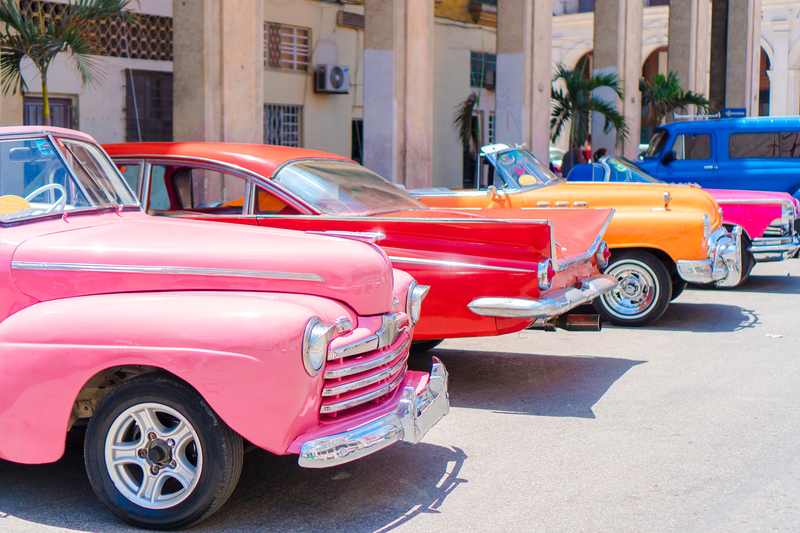 Colorful american classic car on the street