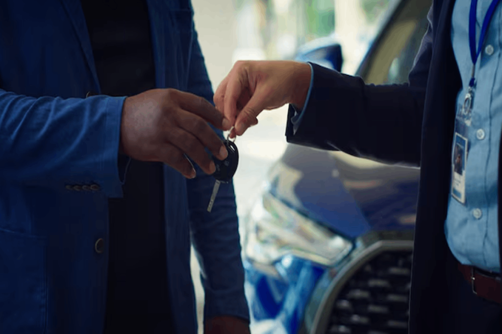 Man buying a used car