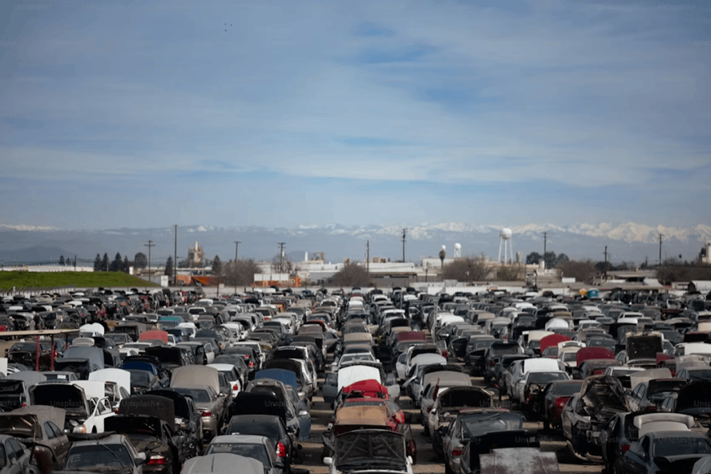 Car lot selling used cars.