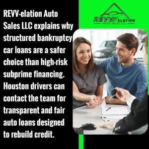 A couple shaking hands with a car dealership professional, representing a successful and transparent loan process for those with bad credit.