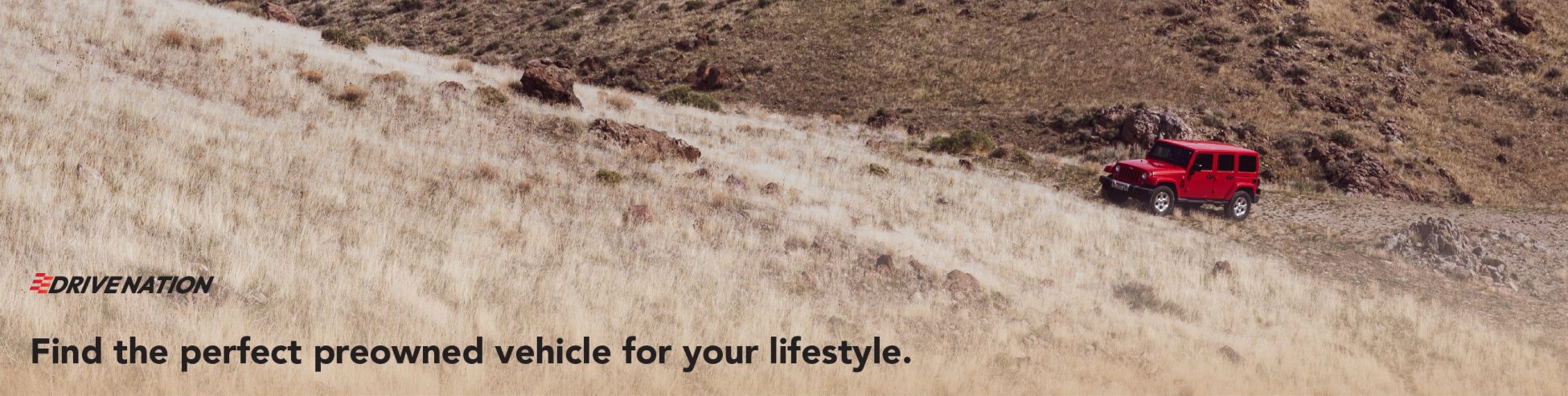 Picture of a red 8th gen Jeep Wrangler off-roading on a hill with a caption that states 