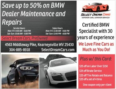 Save up to 50% on BMW Dealer Maintenance and Repairs