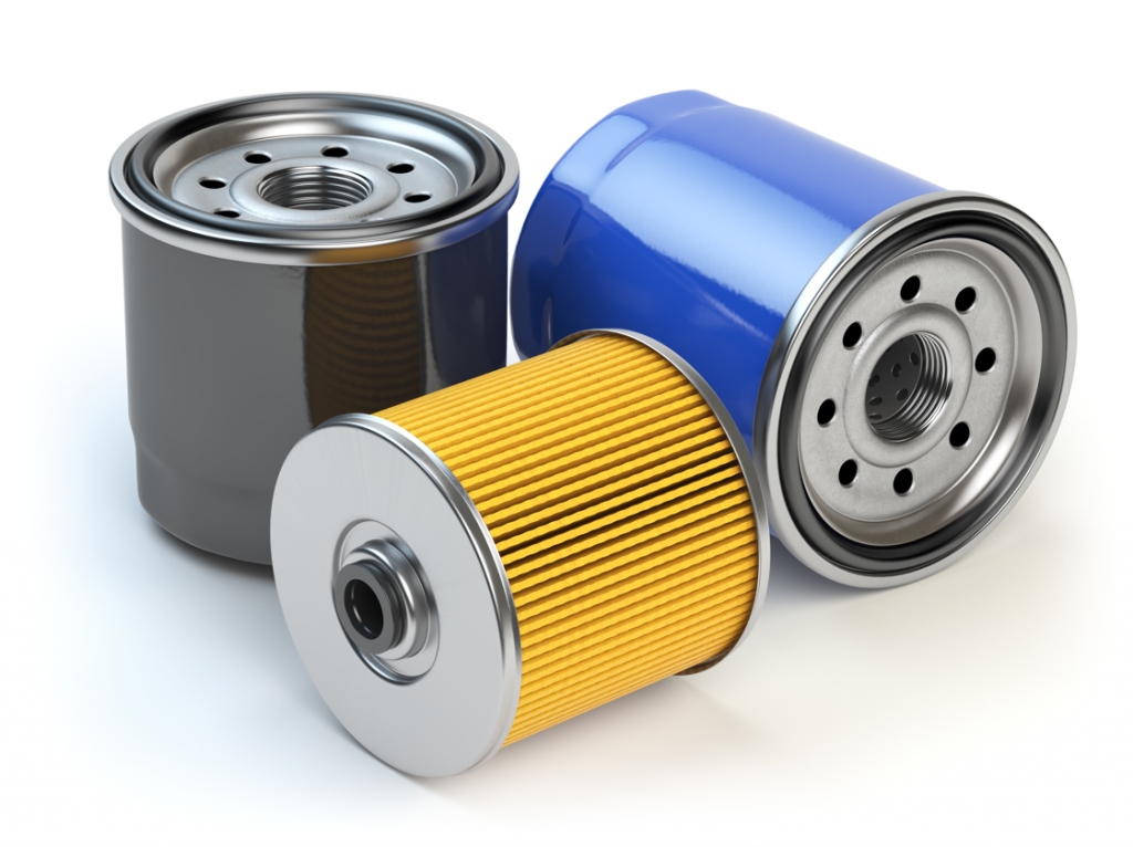 Assorted oil filters against a white background.