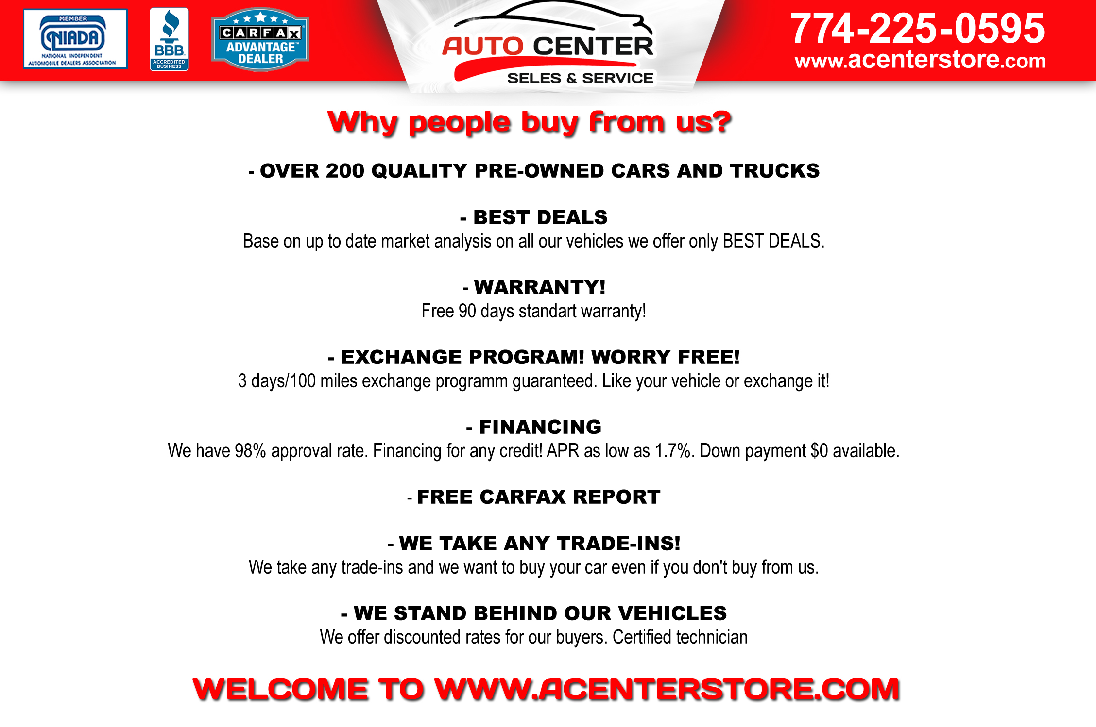 Used Car Dealership in West Bridgewater, MA - Auto Center Sales & Service