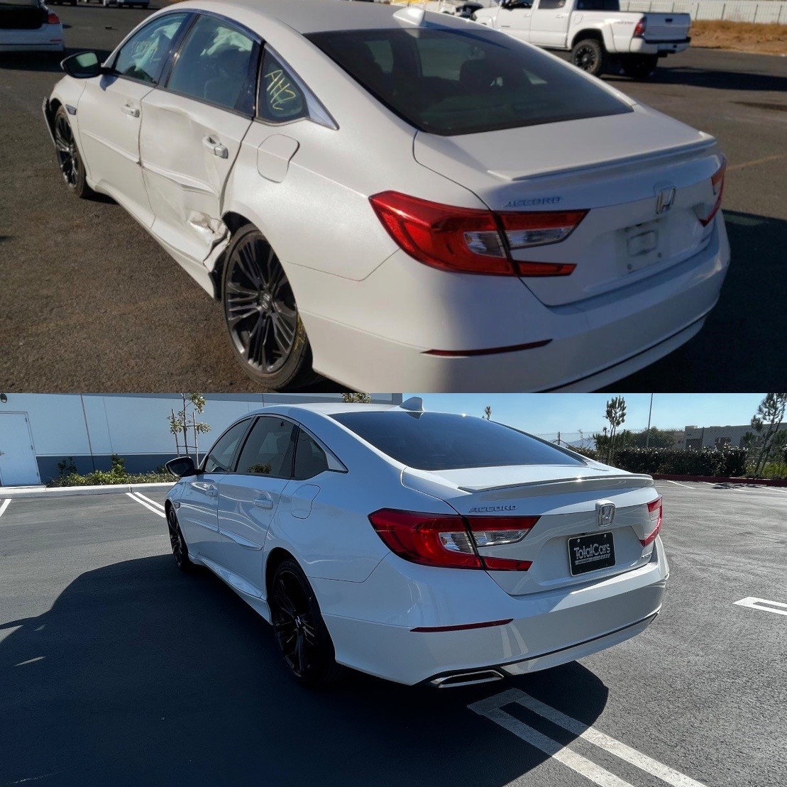 before and after of a salvage title car