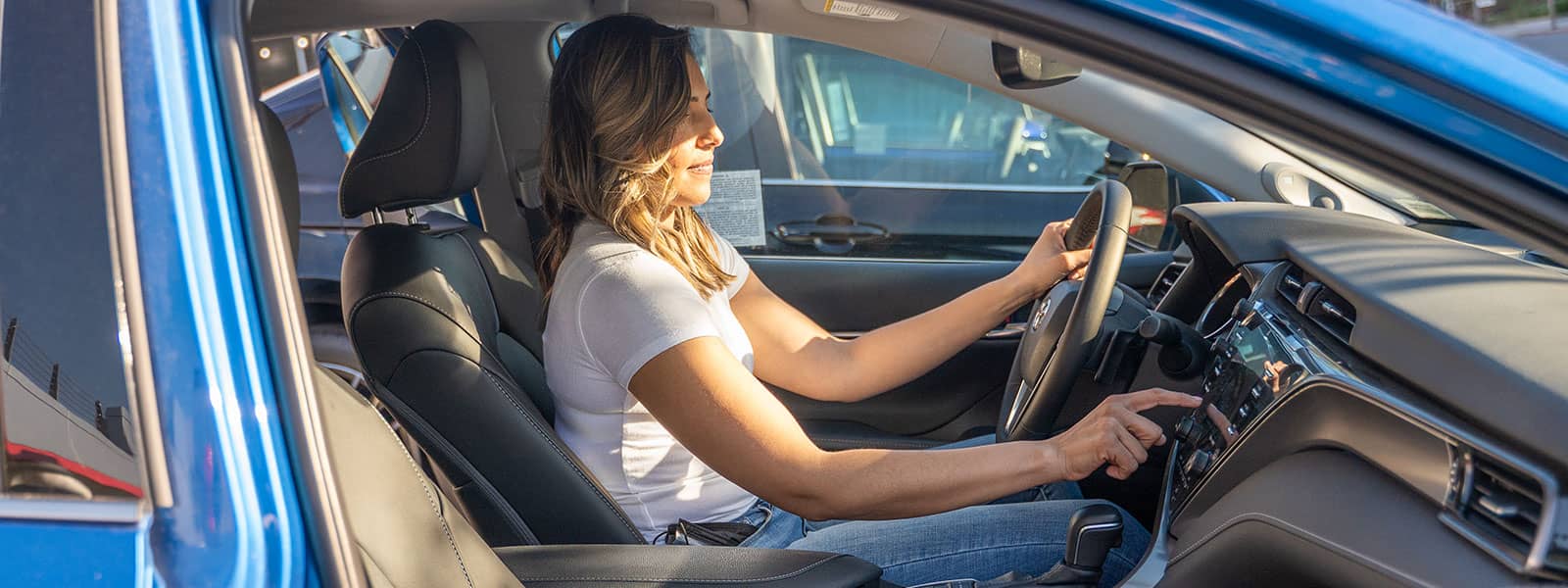 women test driving