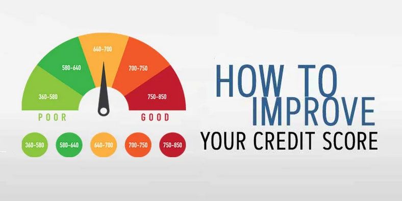 an image of a meter with scores on it and text reading "how to improve your credit score"