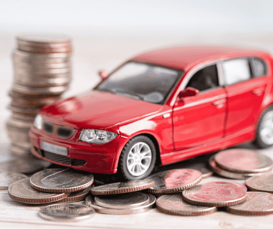 toy car on top of pennies describing how to get a car loan with bad credit