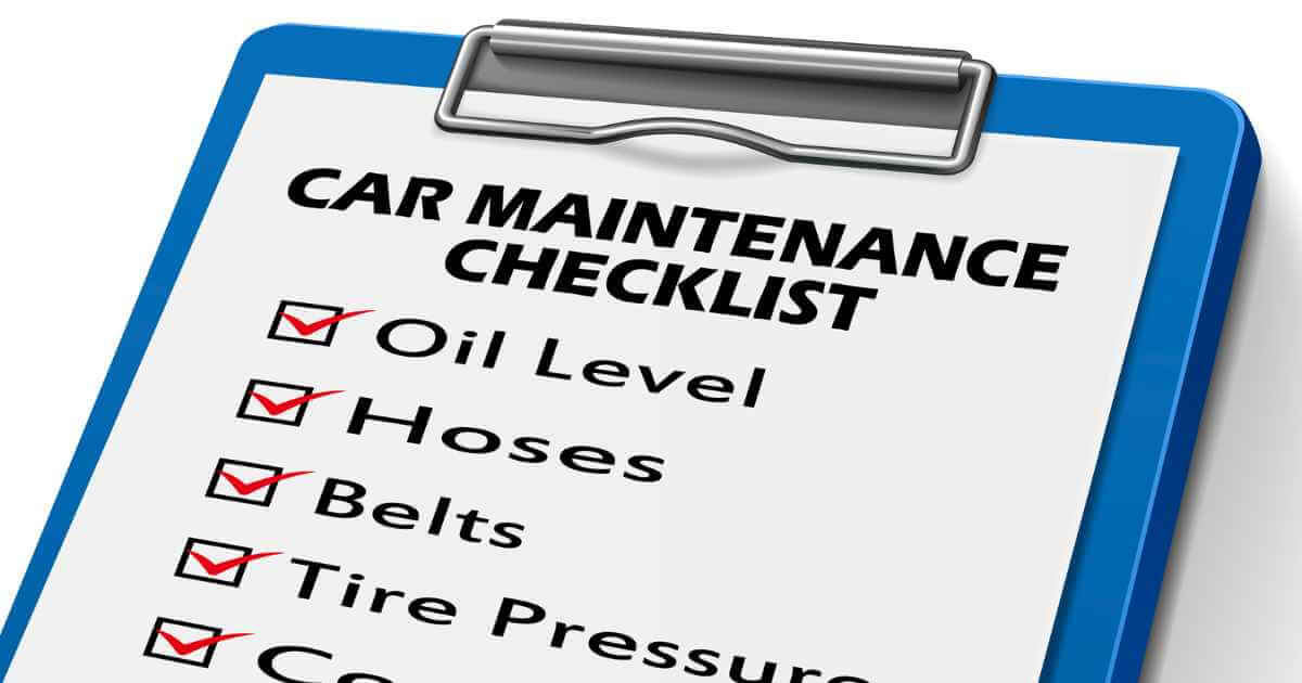 an image of a clipboard with a car maintenance checklist on it