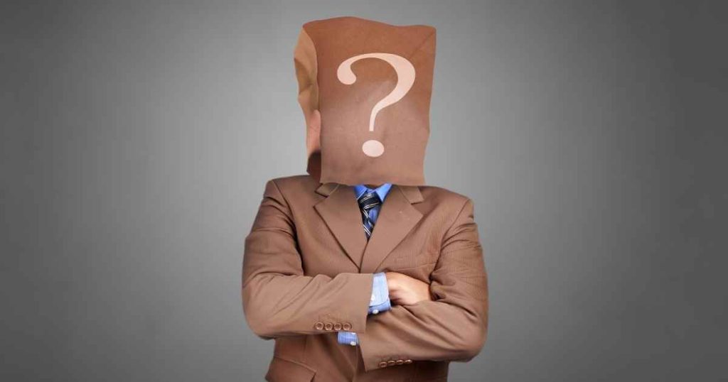 a man with a bag on his head with a question mark on it representing who can be a cosigner for car loans