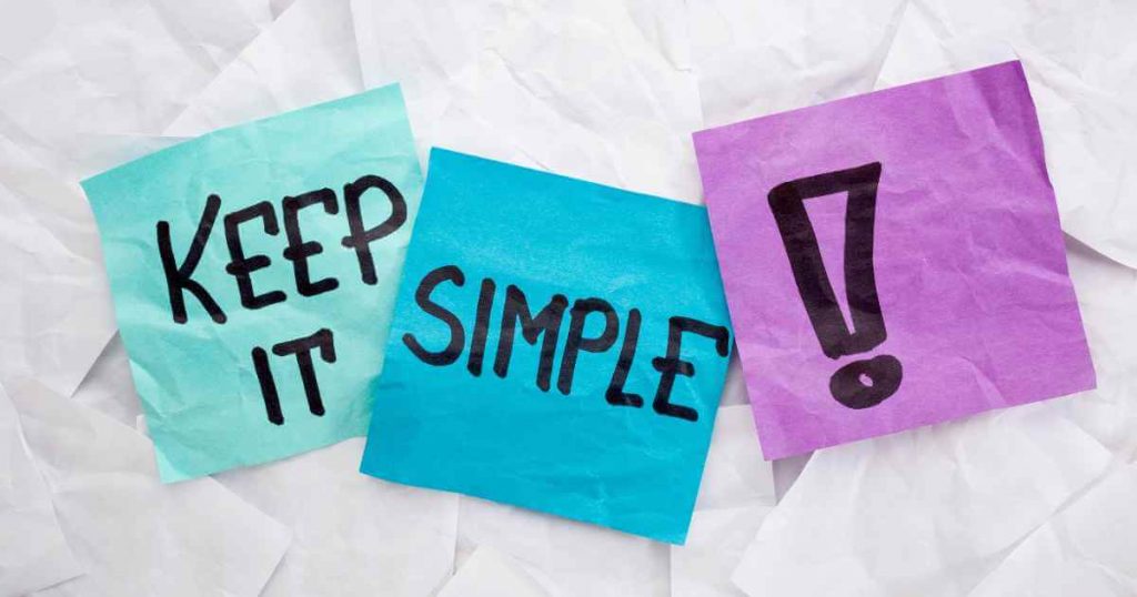 three sticky notes that read "keep it simple!" referring to simple interest in calculating interest on a car loan