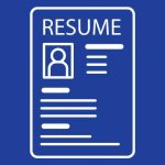 a graphic of a paper with the word "resume" on it