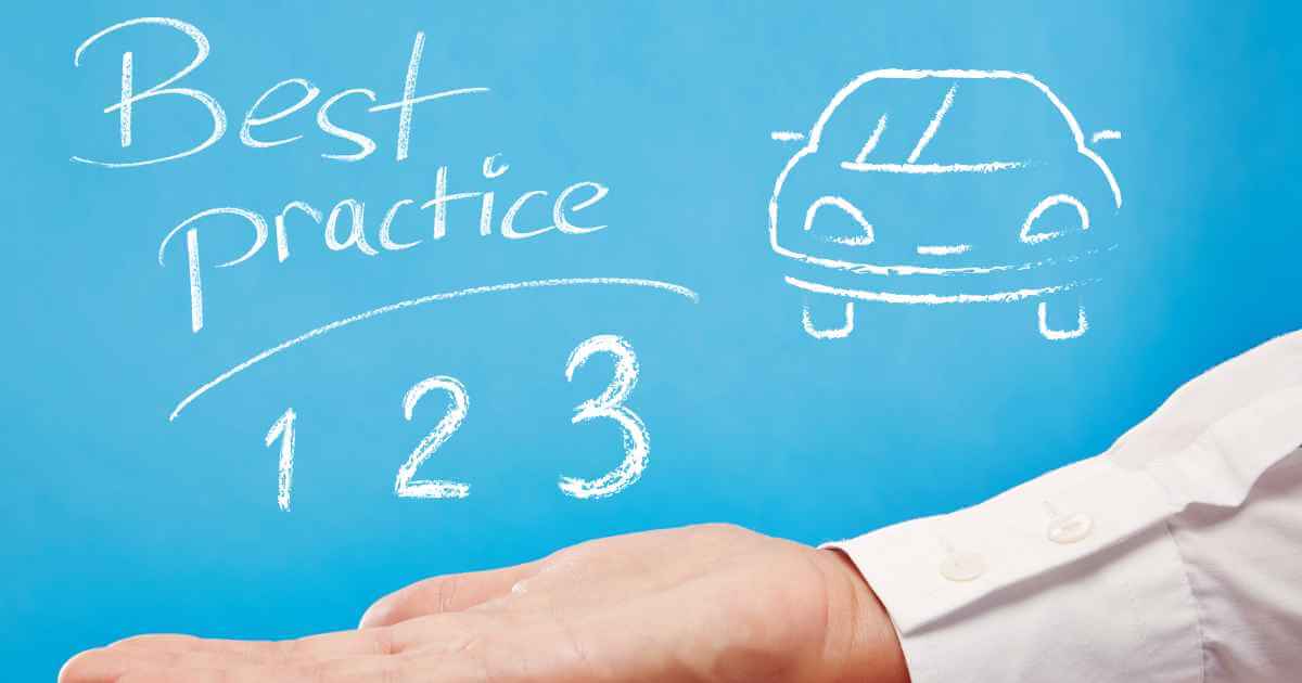a hand under a chalkboard with the words best practices when buying a used car and the numbers 1 2 3