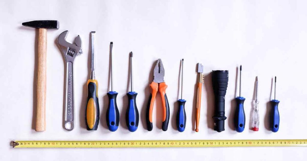 a set of tools lined up together