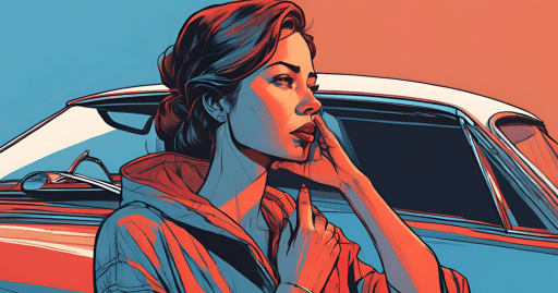 A woman with her hand on her chin as she contemplates what the no credit cars in fresno are telling her about the no credit dealerships they are at