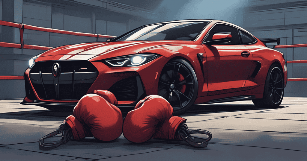Traditional auto loan challenges Fresno - red boxing gloves in front of car
