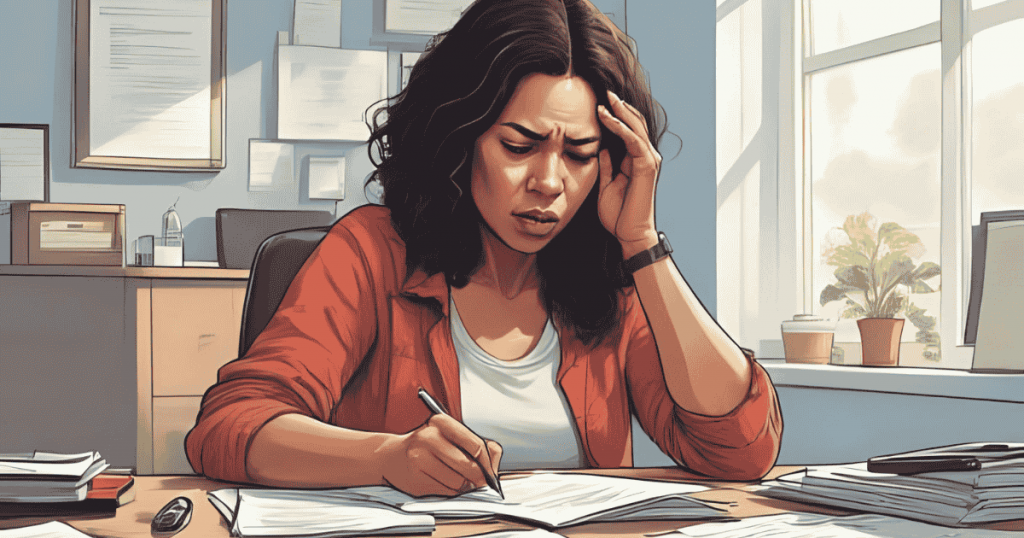 Frustrated person filling out complex traditional Fresno car loan application