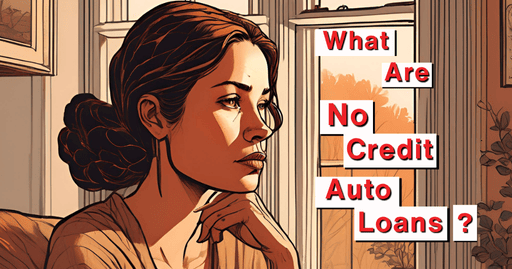 A woman pondering in her home with the words "what are no credit auto loans in Fresno?" hovering next to her.