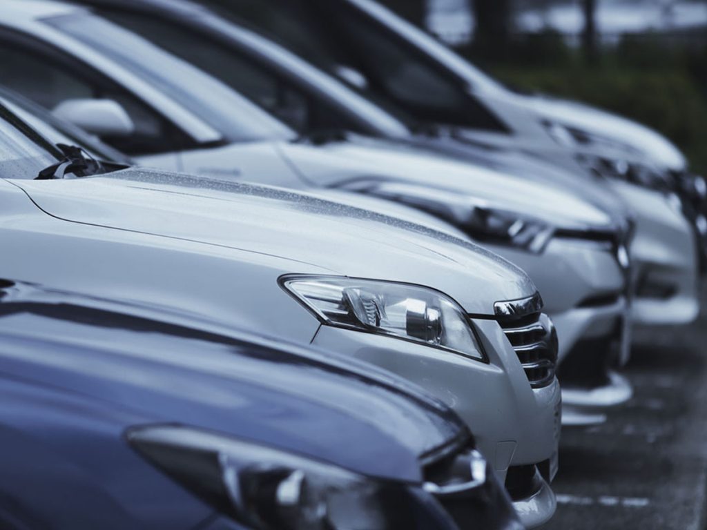 Row of used cars in South Bend available for sale.