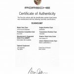 1970 Porsche Letter of Authenticity