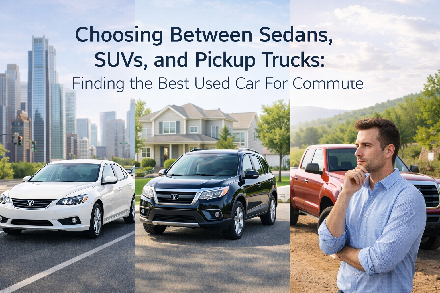 Comparison of sedan, SUV, and pickup truck