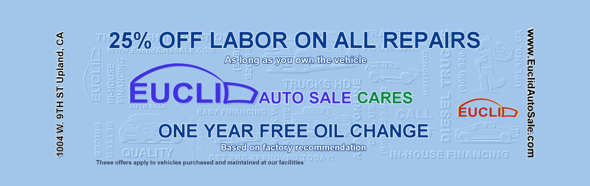 We offer One Year complementary oil change with your purchase