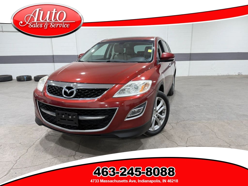 Pre-owned Mazda CX-9 Grand Touring SUV in red for sale at Auto Sales and Service in Indianapolis.